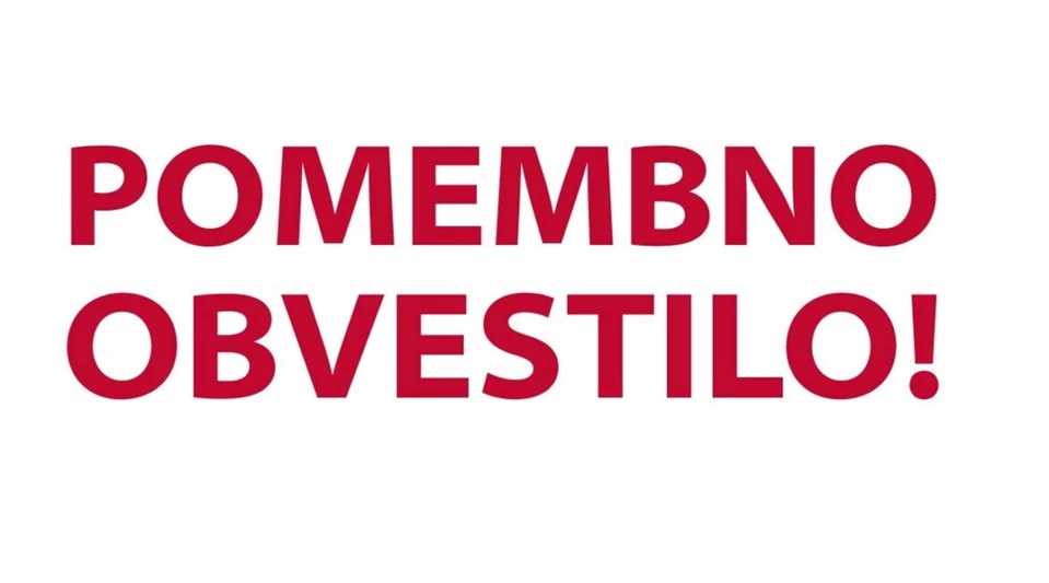 Pomembno obvestilo